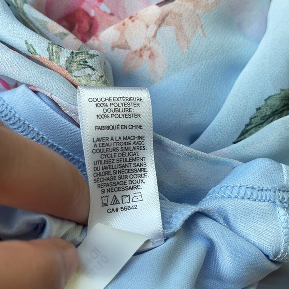 EXPRESS FLORAL WATERCOLOR BLUE HALTER DRESS - Picture 9 of 9